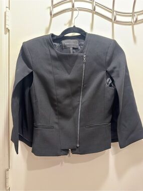 BCBGMaxAzria Black Asymmetric Zip Tailored Blazer cape jacket  xs